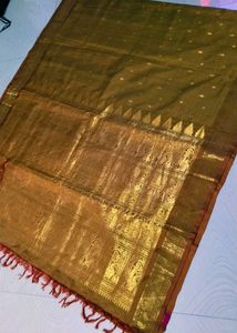 Shinning Gold Colour Pure Kanchi Pattu Saree