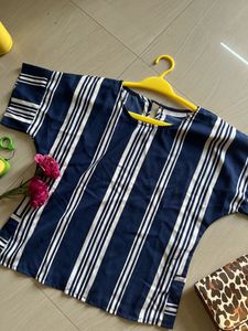 Blue Boxy Stripped Top