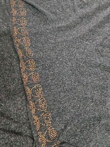 Embellished Gray Knit Top