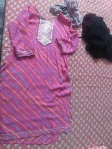 Pink Striped Kurta Set