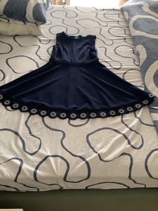 Navy Velvet Fit &amp; Flare Dress