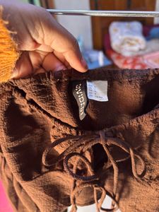 Brown Long Sleeve Crop Top