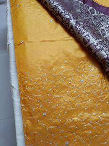 Semi Silk Saree With Machine Embroidery