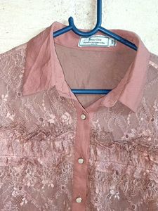 Partywear Lace Ruffle Shirt Top Layered