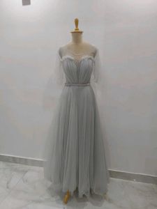 Elegant Grey Tulle Gown