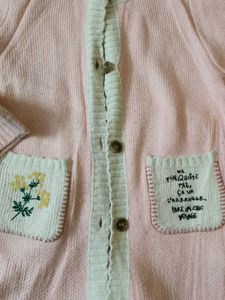 Girls Baby Pink Long Cardigan