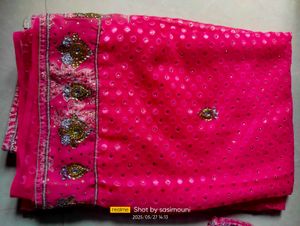 Magenta Heavy Stone Work Saree