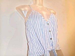 Size S H&amp;M Striped Tie-Front Tank Top
