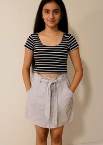 Paper Bag Waist Short Skirt
