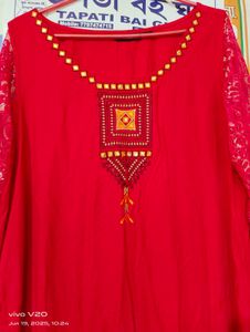 Red Lace Sleeve Dress