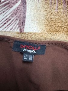 Dark Brown Square-Neck Crop Tank Top