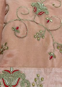 New Peach Partywear Saree With All over Work