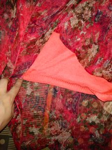 Floral Ethnic Transy Pink Top With Inner Attach