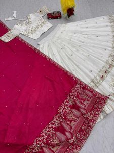 Elegant Lehenga with Red Shawl
