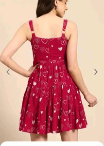 Print Square Neck Crepe Fit &amp; Flare Mini Dress