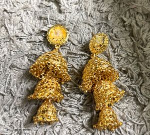 Golden Three Layered Jhumka
