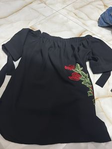 Black Floral Off-Shoulder Top