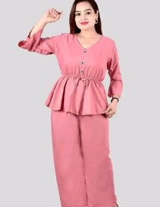 New Crep Solid Co ord Set