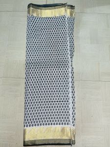 Elegant New White Printed Saree