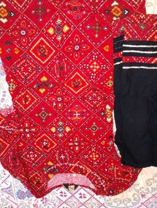 Red Printed Kurta Set