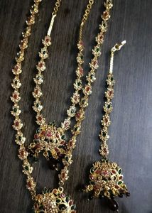 A Long Gold Plated Haram Set (3 Pieces)