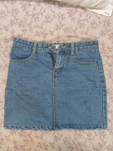Light-Wash High-Waisted Denim Mini Skirt