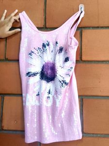 Cute Pink Sequin Tank Top
