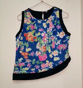 Assymetrical Sleeveless Floral Top