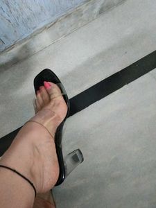 Black Heels with Clear Strap