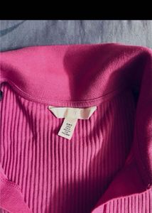 H&amp;M Pink Ribbed Crop Top