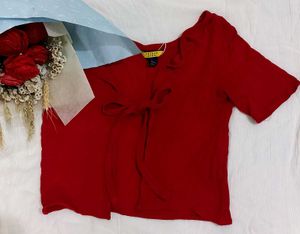 Red Cute Tie Top