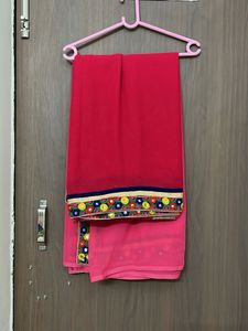 Elegant Pink Saree Jaipuri boarder 3 shade saari