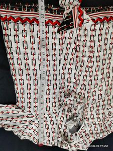 Patterned Tie-Neck Top - 38 Size
