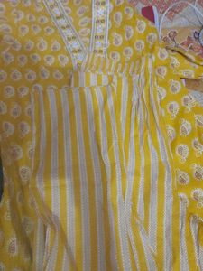 Yellow Printed Kurta Set