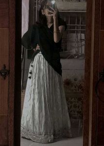 White Embellished Ethnic Skirt