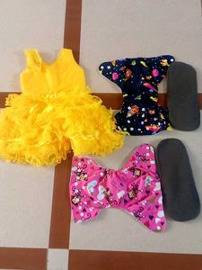 Baby Clothes Bundle 1 Frock 2 Dyper