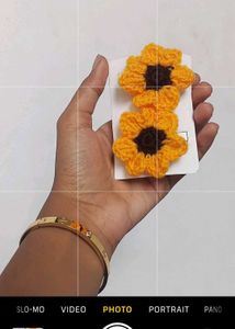 Sunflower Crochet Hair Clips