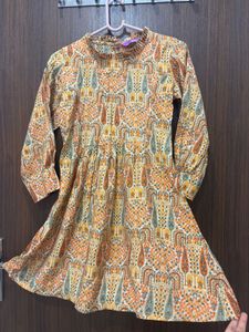 Patterned Long Sleeve Short Kurti