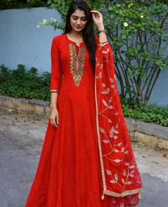 Red Anarkali Kurta with Dupatta