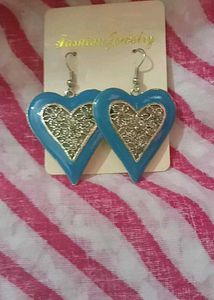 Heart Earrings - Green and Blue