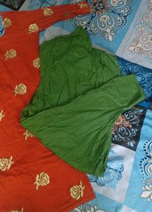 Orange Embroidered Kurti Set ( New 🆕)