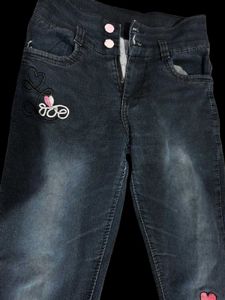 Embroidered Detail Jeans For Girls