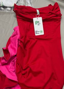 NewMe Red Bodycon Mini Dress With Frill