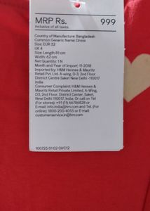 H&amp;M Red Heart Skater Dress New With Tag