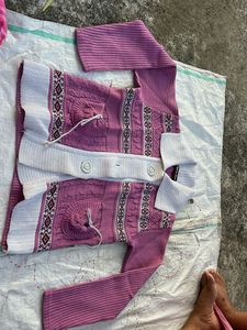 Pink Knit Cardigan Sweater