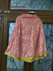 Pink & Gold Ethnic skirt croptop