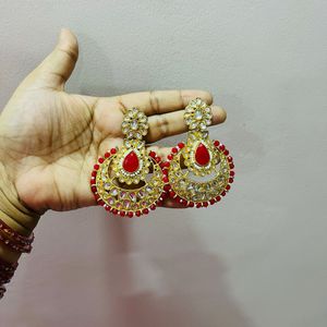 Red & Gold Statement Earrings