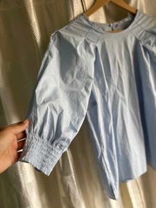 Blue Puff Sleeve Top