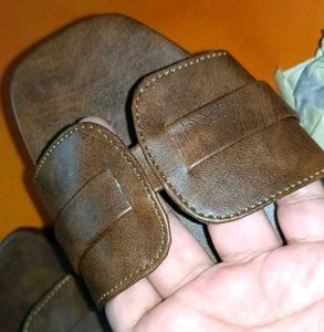 Brown Napa Leather Slip-On Flats