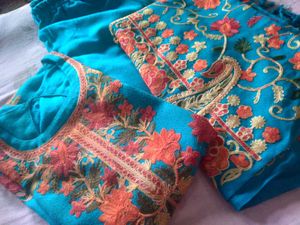 Blue Embroidered Kurta Set